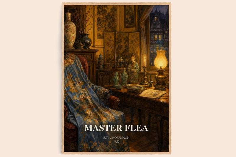 Master Flea watercolour book poster by E.T.A. Hoffmann – framed literary art print