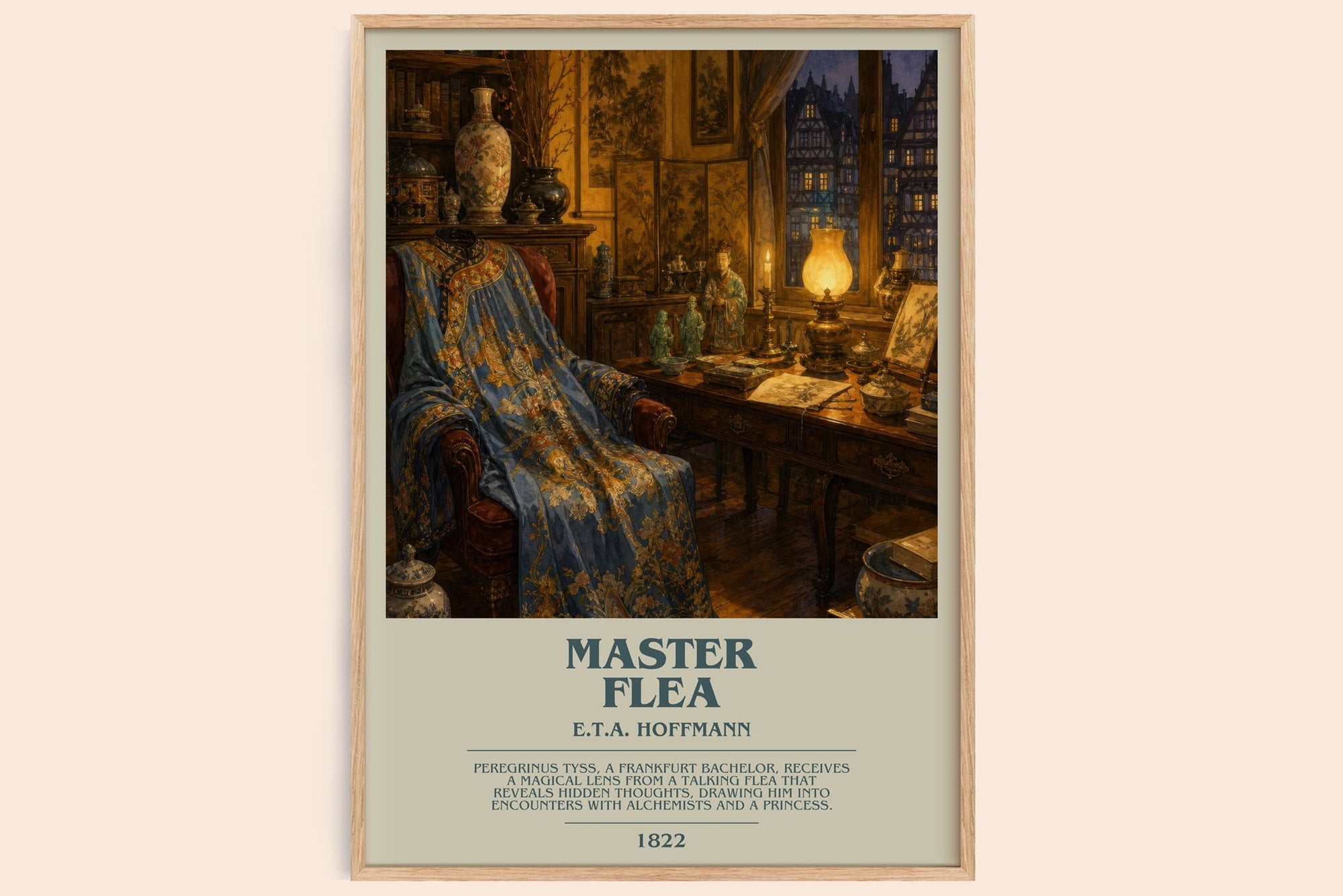 Master Flea bookish book poster by E.T.A. Hoffmann – framed literary art print