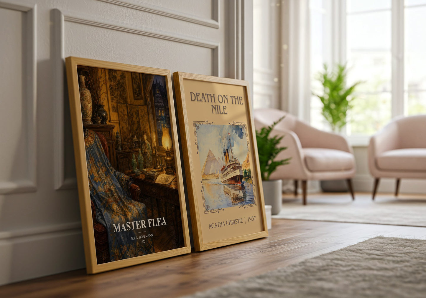 Master Flea watercolour print framed by window – literary home decor