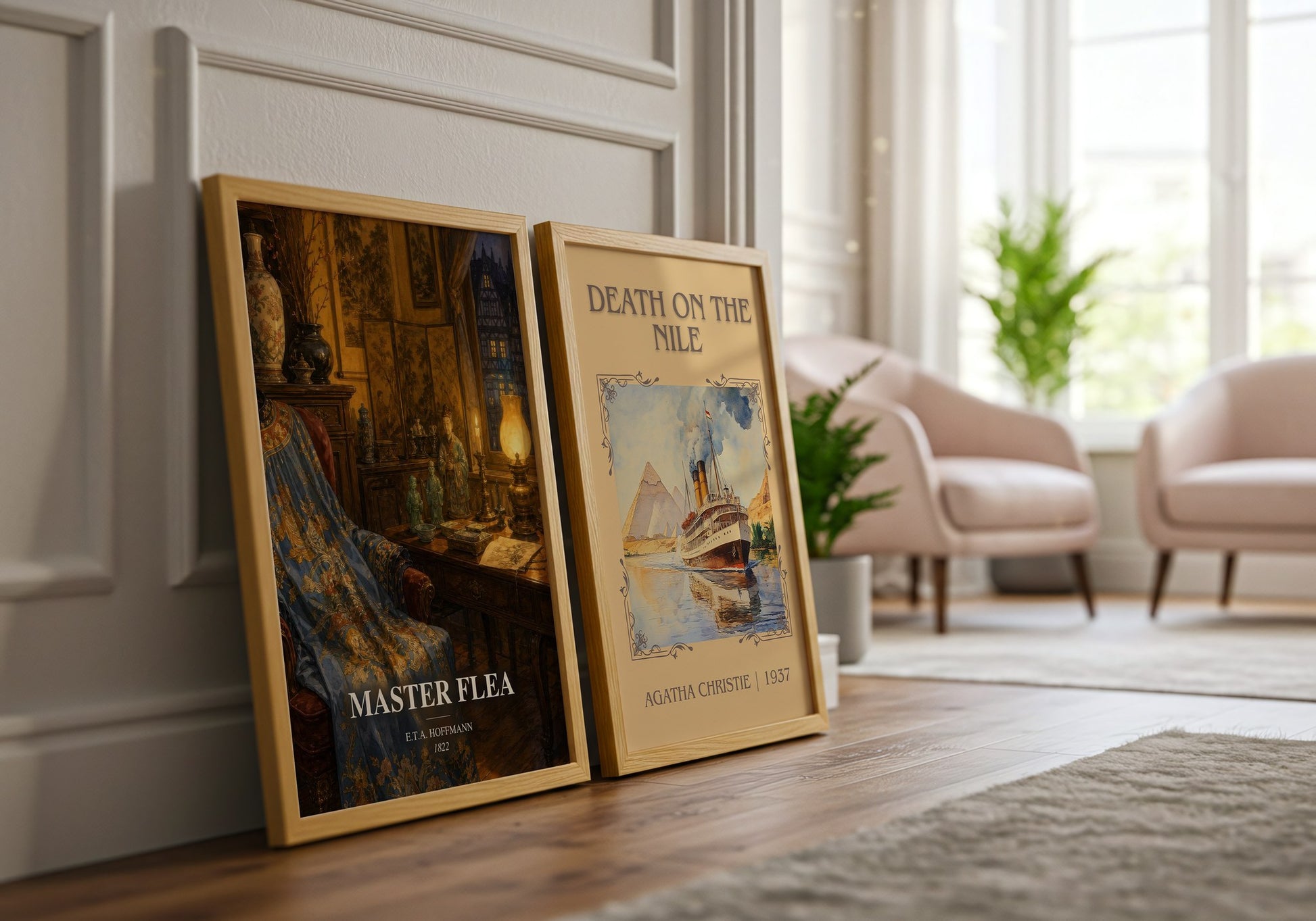 Master Flea watercolour print framed by window – literary home decor