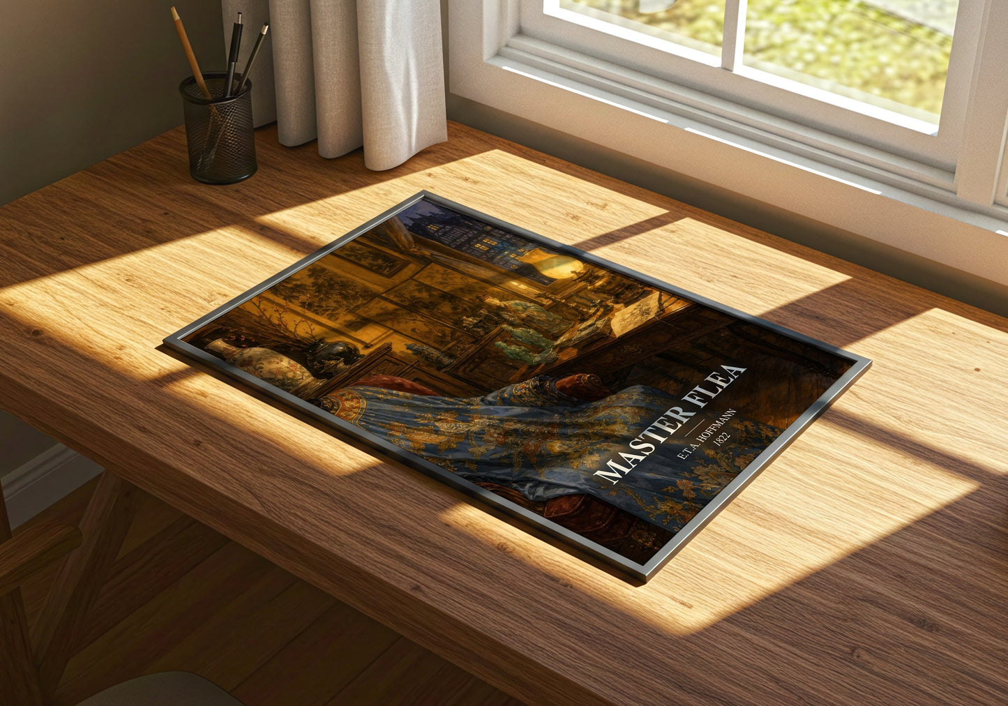 Master Flea watercolour book poster framed on wall – fantasy wall art