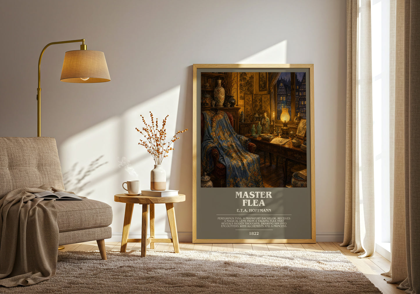 Master Flea bookish print on bookshelf – E.T.A. Hoffmann fan gift