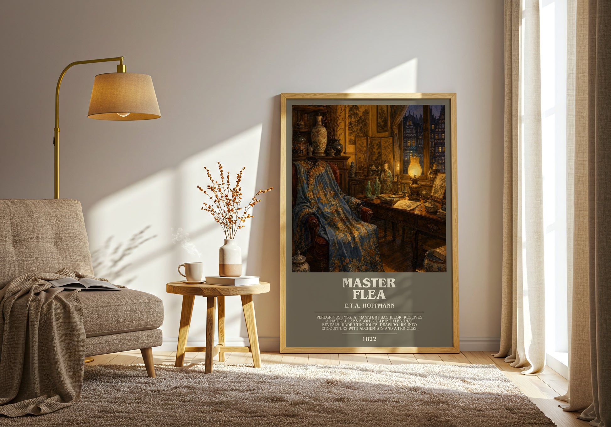 Master Flea bookish print on bookshelf – E.T.A. Hoffmann fan gift
