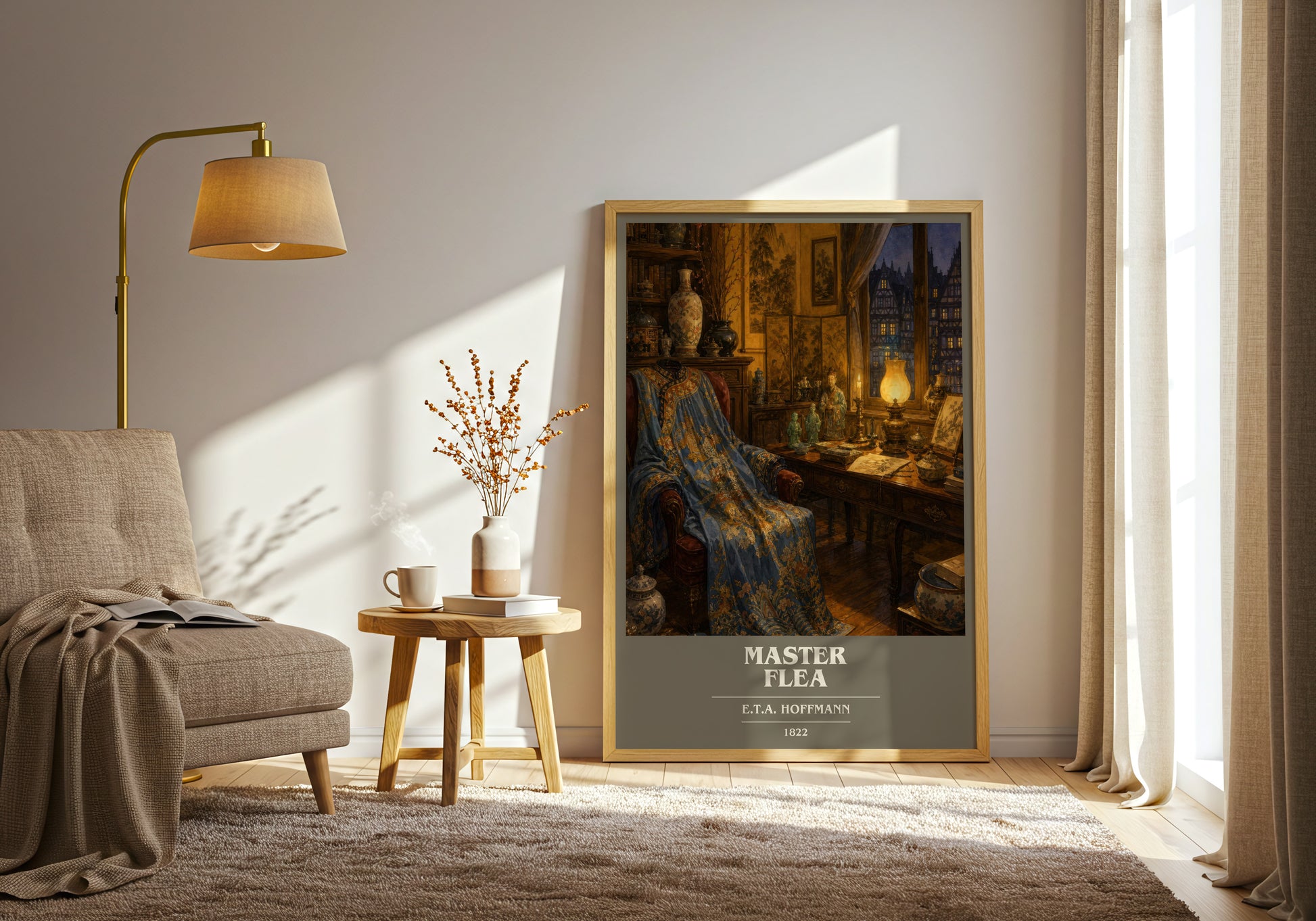 Master Flea book cover print on bookshelf – E.T.A. Hoffmann fan gift