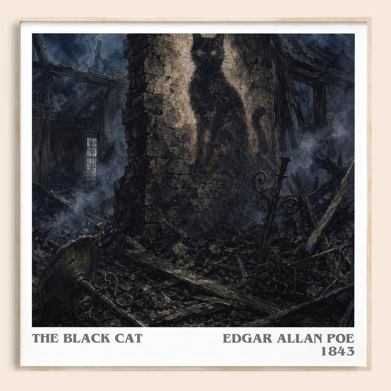 The Black Cat literary book poster by Edgar Allan Poe – framed literary art print