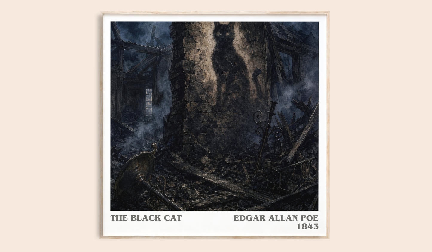 The Black Cat literary book poster by Edgar Allan Poe – framed literary art print