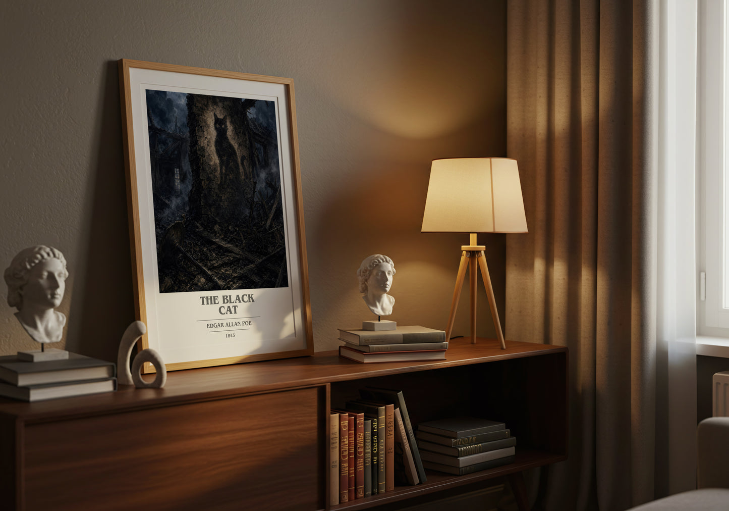 The Black Cat book cover book poster framed on wall – horror wall art