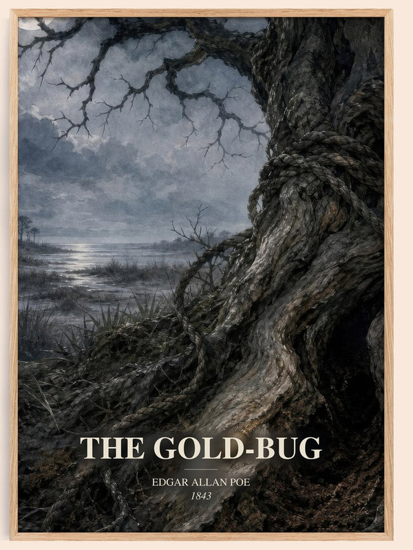 The Gold-Bug watercolour book poster by Edgar Allan Poe – framed literary art print