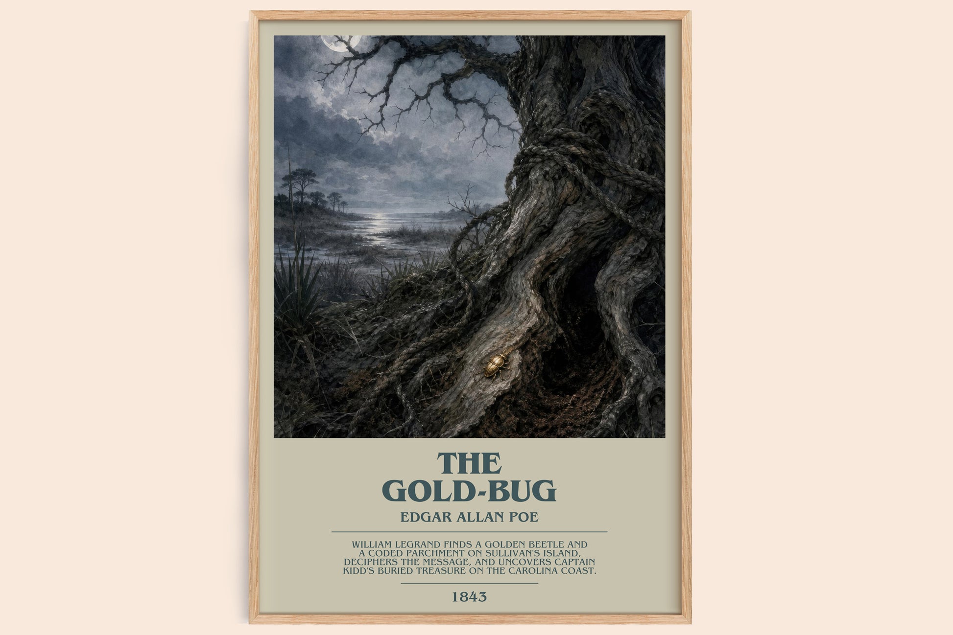 The Gold-Bug bookish book poster by Edgar Allan Poe – framed literary art print