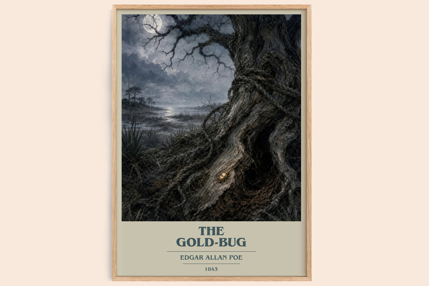 The Gold-Bug book cover book poster by Edgar Allan Poe – framed literary art print