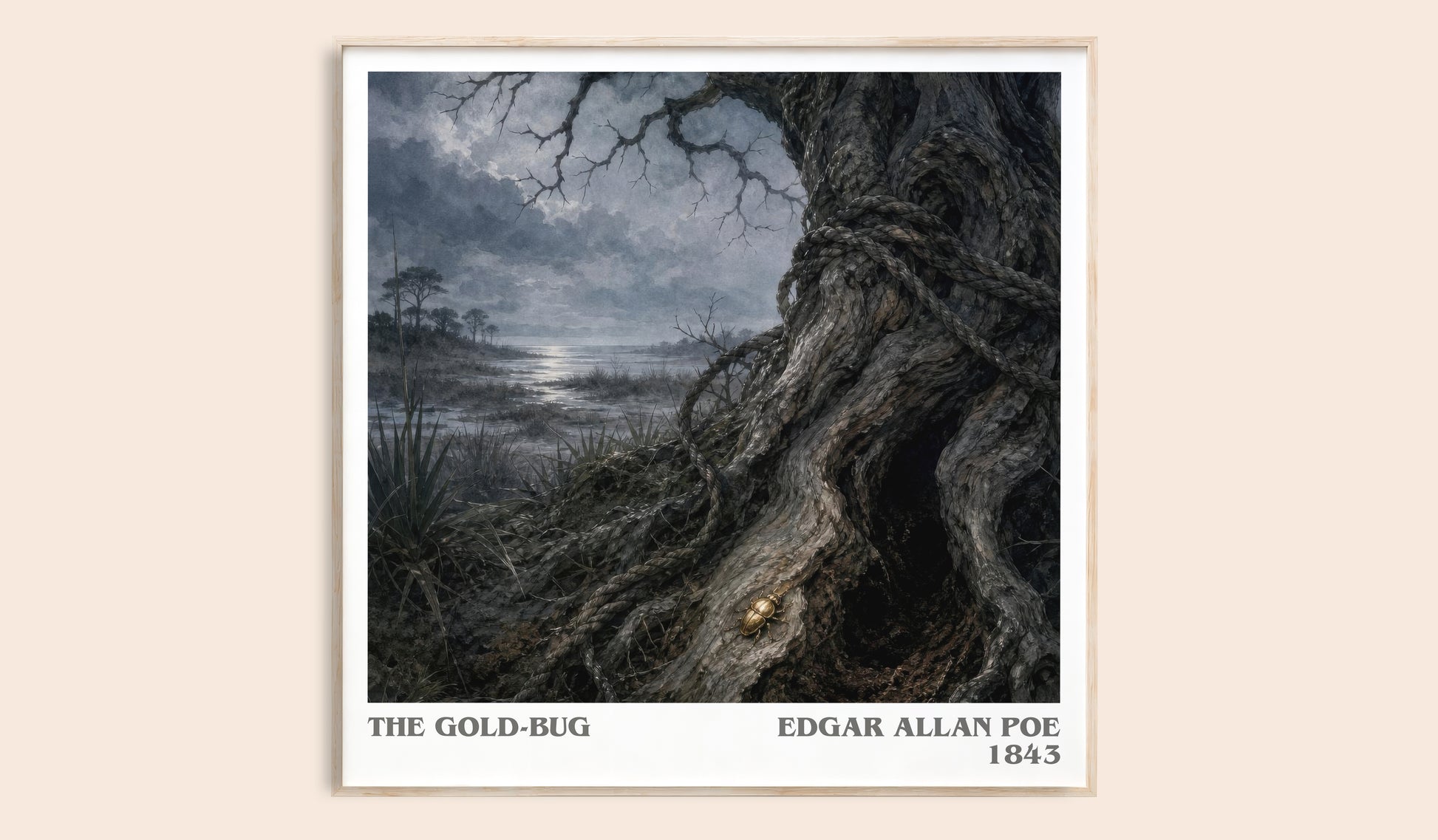 The Gold-Bug literary book poster by Edgar Allan Poe – framed literary art print