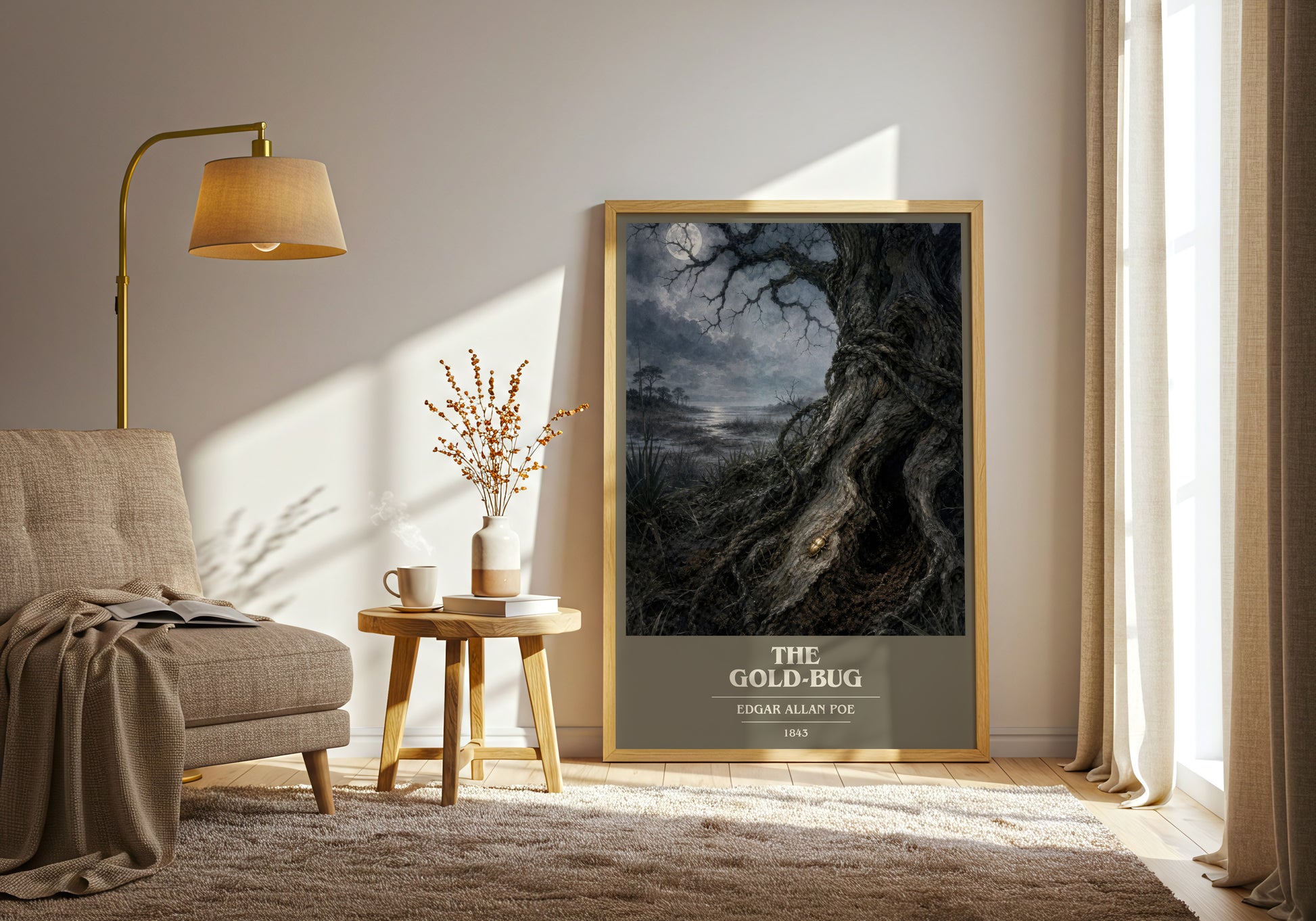 The Gold-Bug book cover print on bookshelf – Edgar Allan Poe fan gift