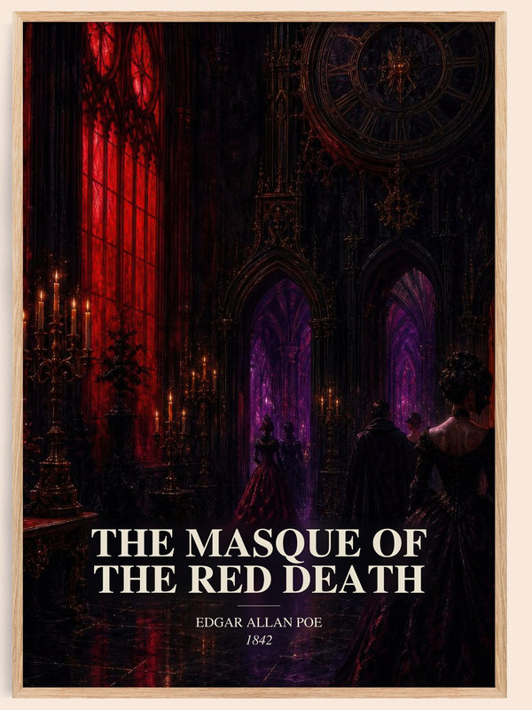 The Masque Of The Red Death watercolour book poster by Edgar Allan Poe – framed literary art print