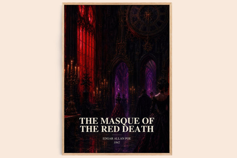 The Masque Of The Red Death watercolour book poster by Edgar Allan Poe – framed literary art print