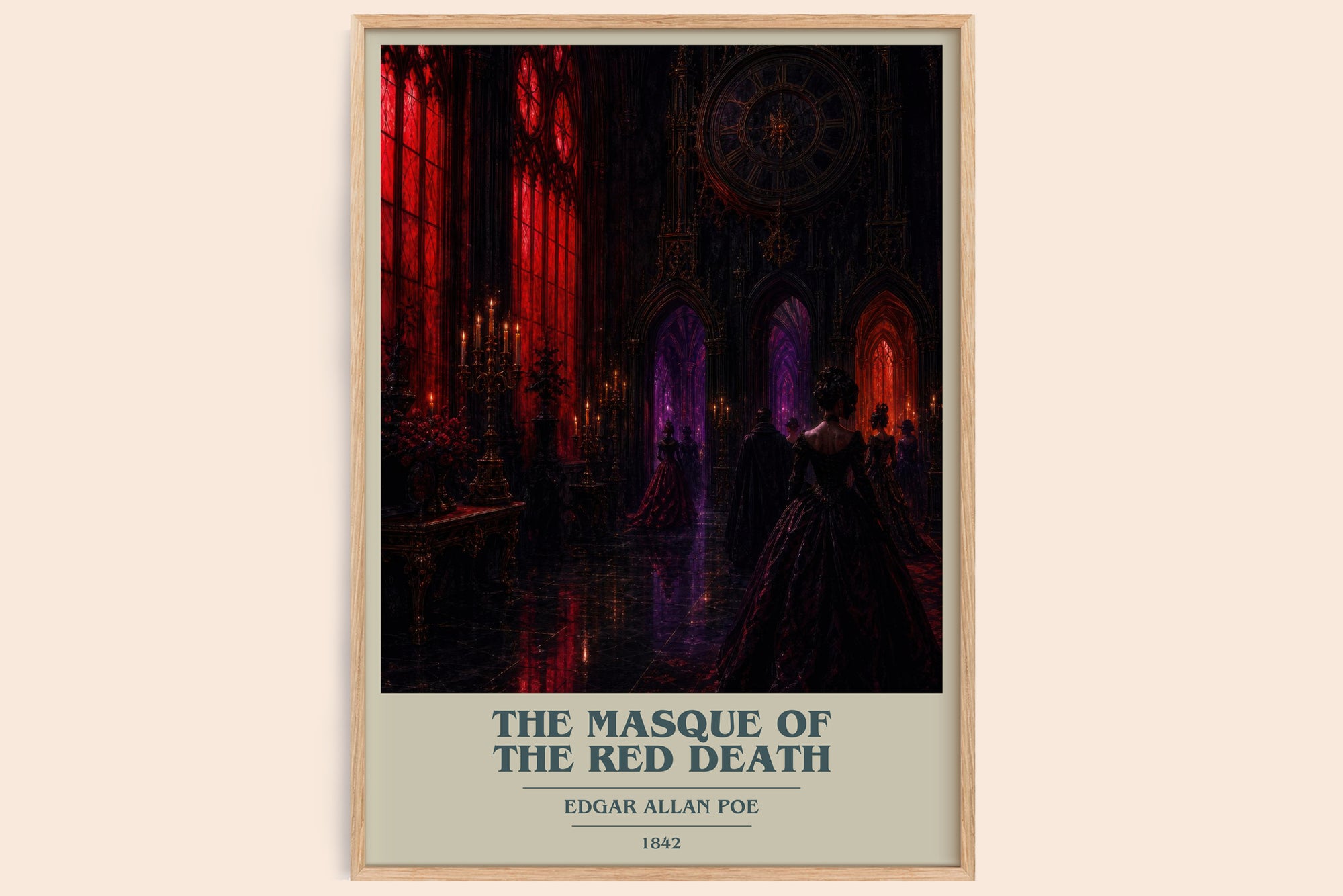 The Masque Of The Red Death book cover book poster by Edgar Allan Poe – framed literary art print