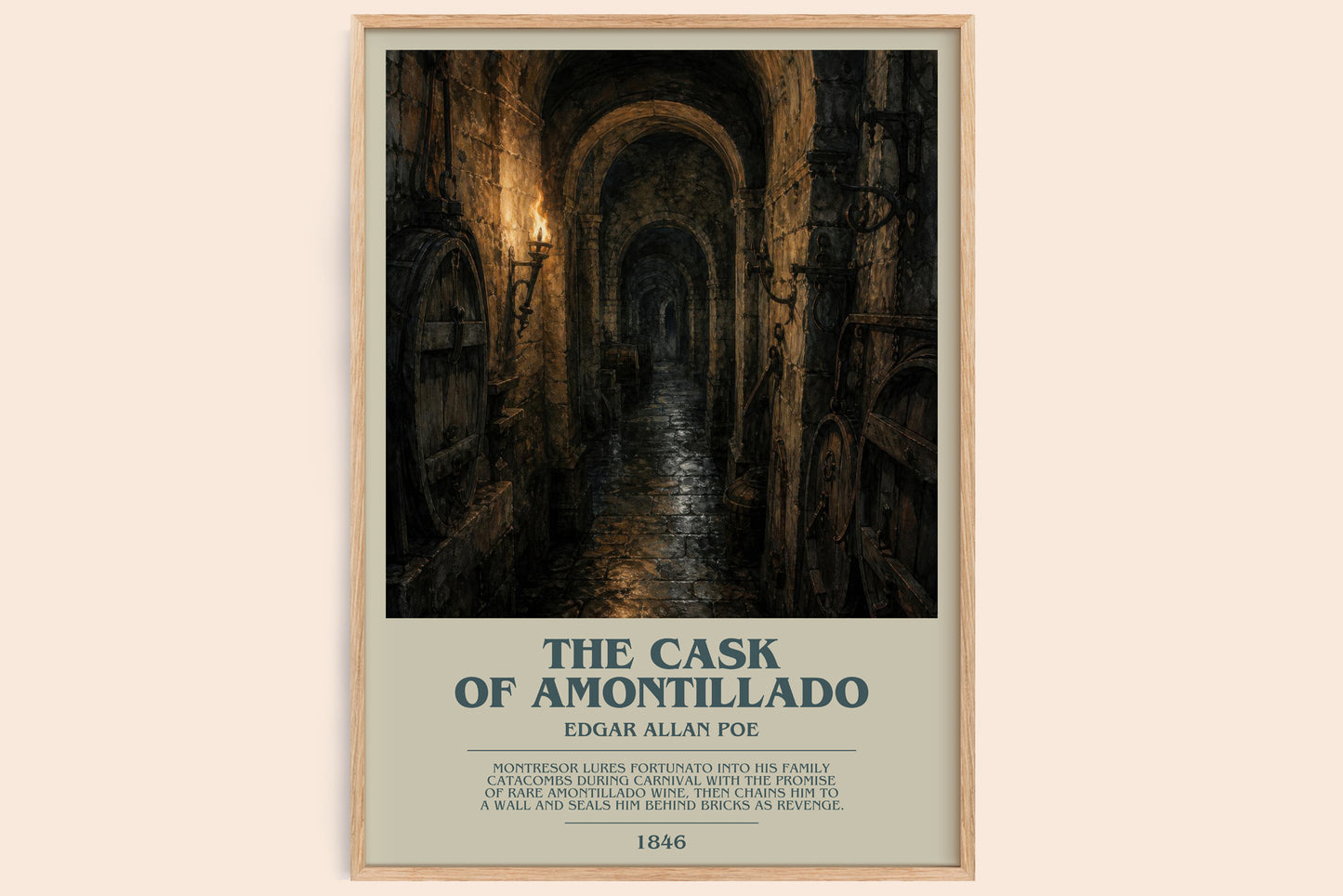 The Cask Of Amontillado bookish book poster by Edgar Allan Poe – framed literary art print