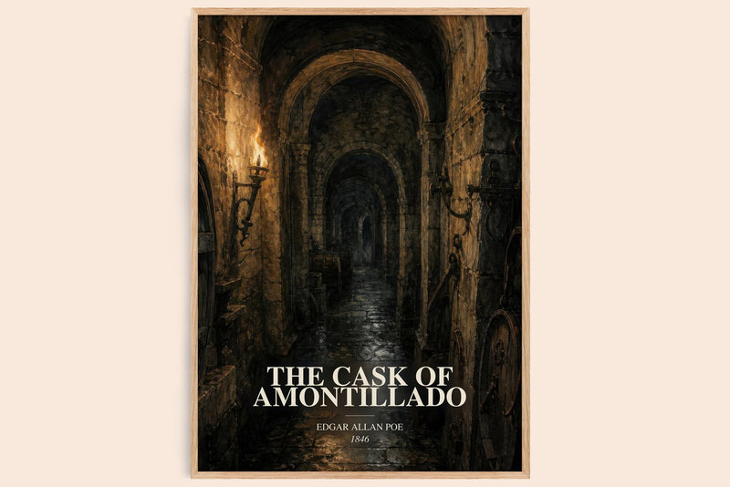 The Cask Of Amontillado watercolour book poster by Edgar Allan Poe – framed literary art print