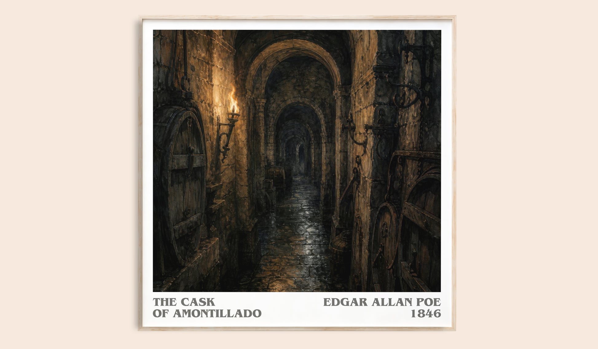 The Cask Of Amontillado literary book poster by Edgar Allan Poe – framed literary art print