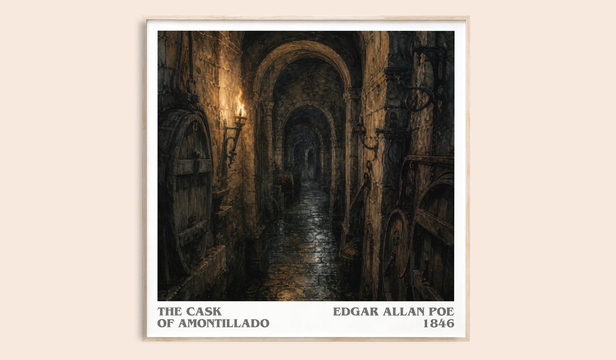 The Cask Of Amontillado literary book poster by Edgar Allan Poe – framed literary art print