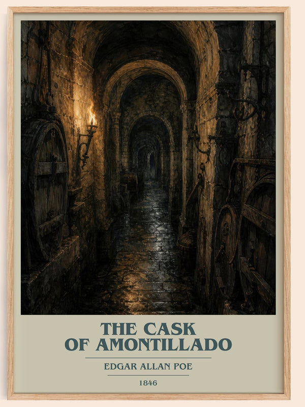 The Cask Of Amontillado book cover book poster by Edgar Allan Poe – framed literary art print