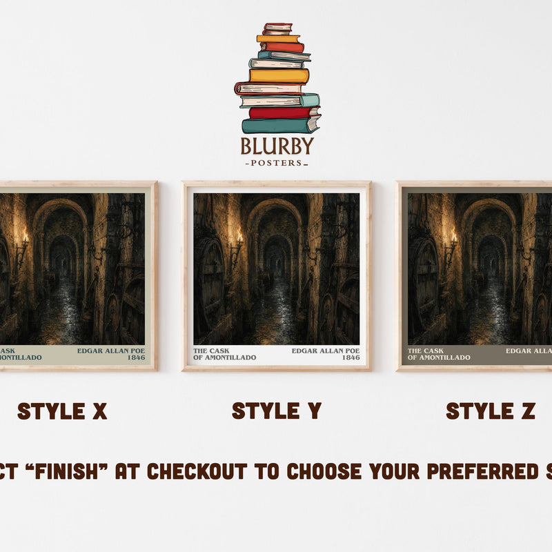 The Cask Of Amontillado literary print in frame leaning in hallway – horror wall art