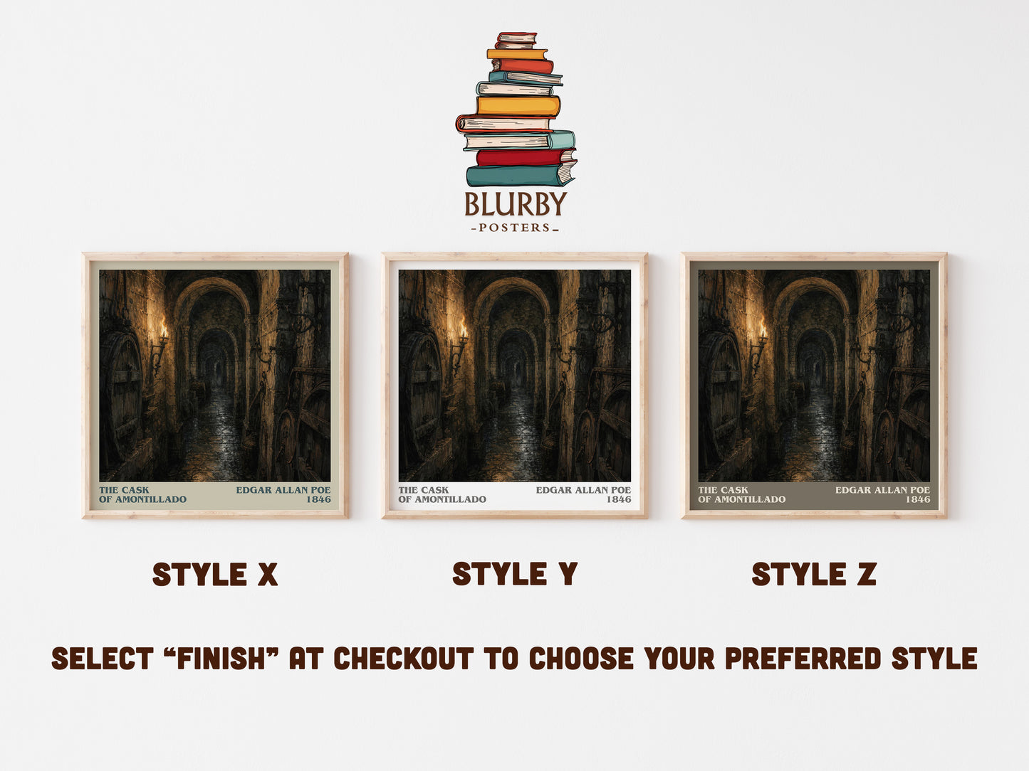 The Cask Of Amontillado literary print in frame leaning in hallway – horror wall art