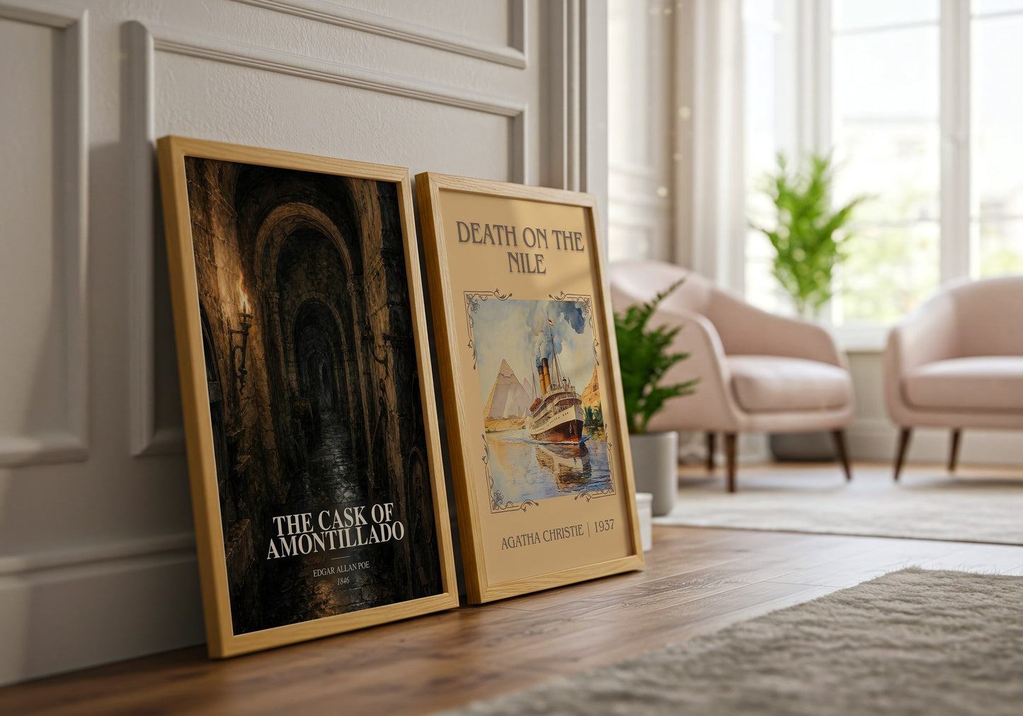 The Cask Of Amontillado watercolour print framed by window – literary home decor