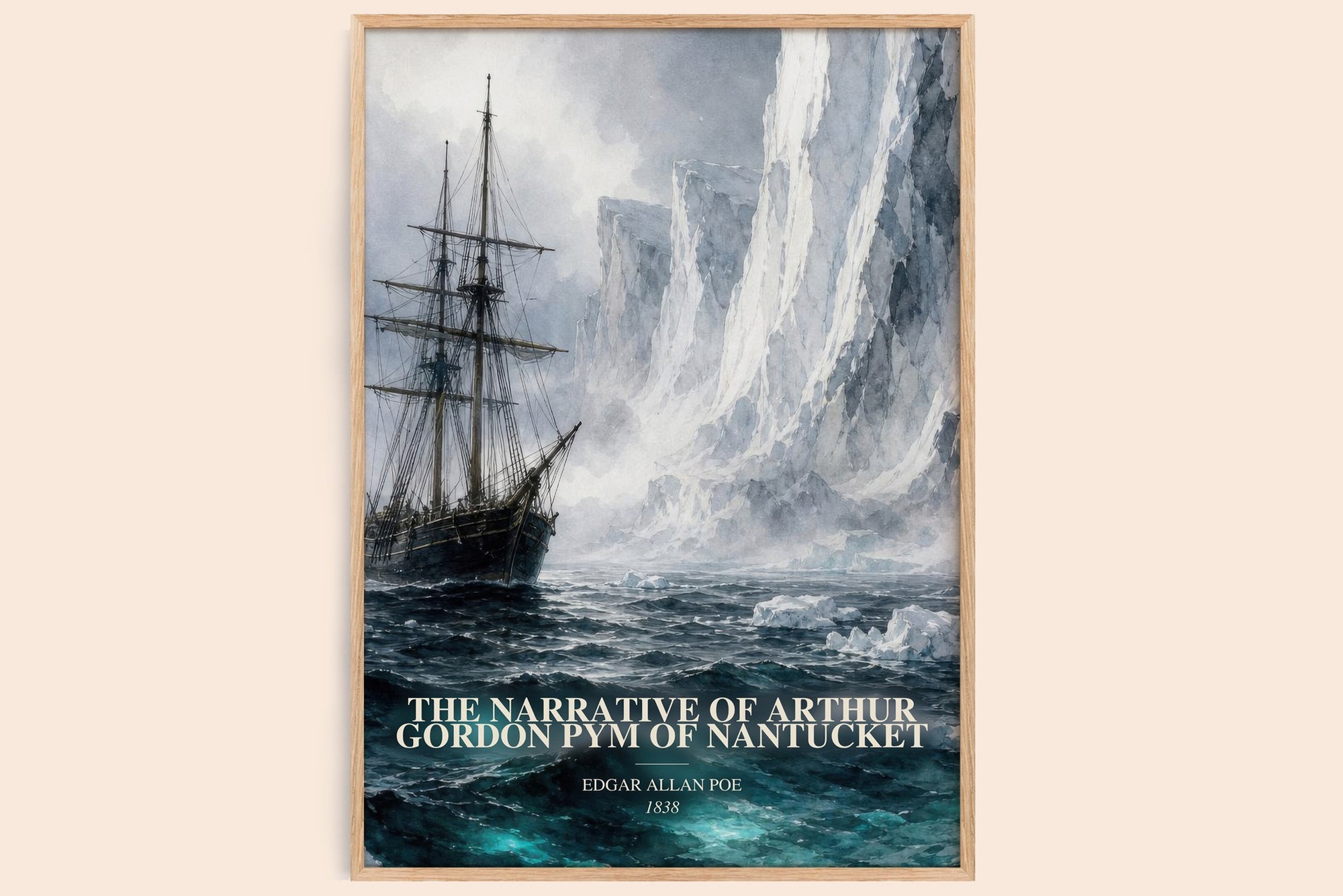 The Narrative Of Arthur Gordon Pym Of Nantucket watercolour book poster by Edgar Allan Poe – framed literary art print