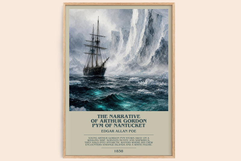 The Narrative Of Arthur Gordon Pym Of Nantucket bookish book poster by Edgar Allan Poe – framed literary art print