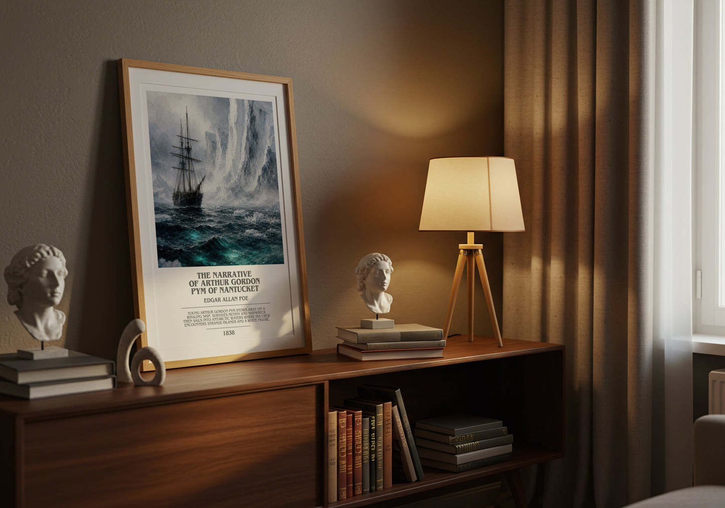 The Narrative Of Arthur Gordon Pym Of Nantucket bookish book poster framed on wall – adventure wall art