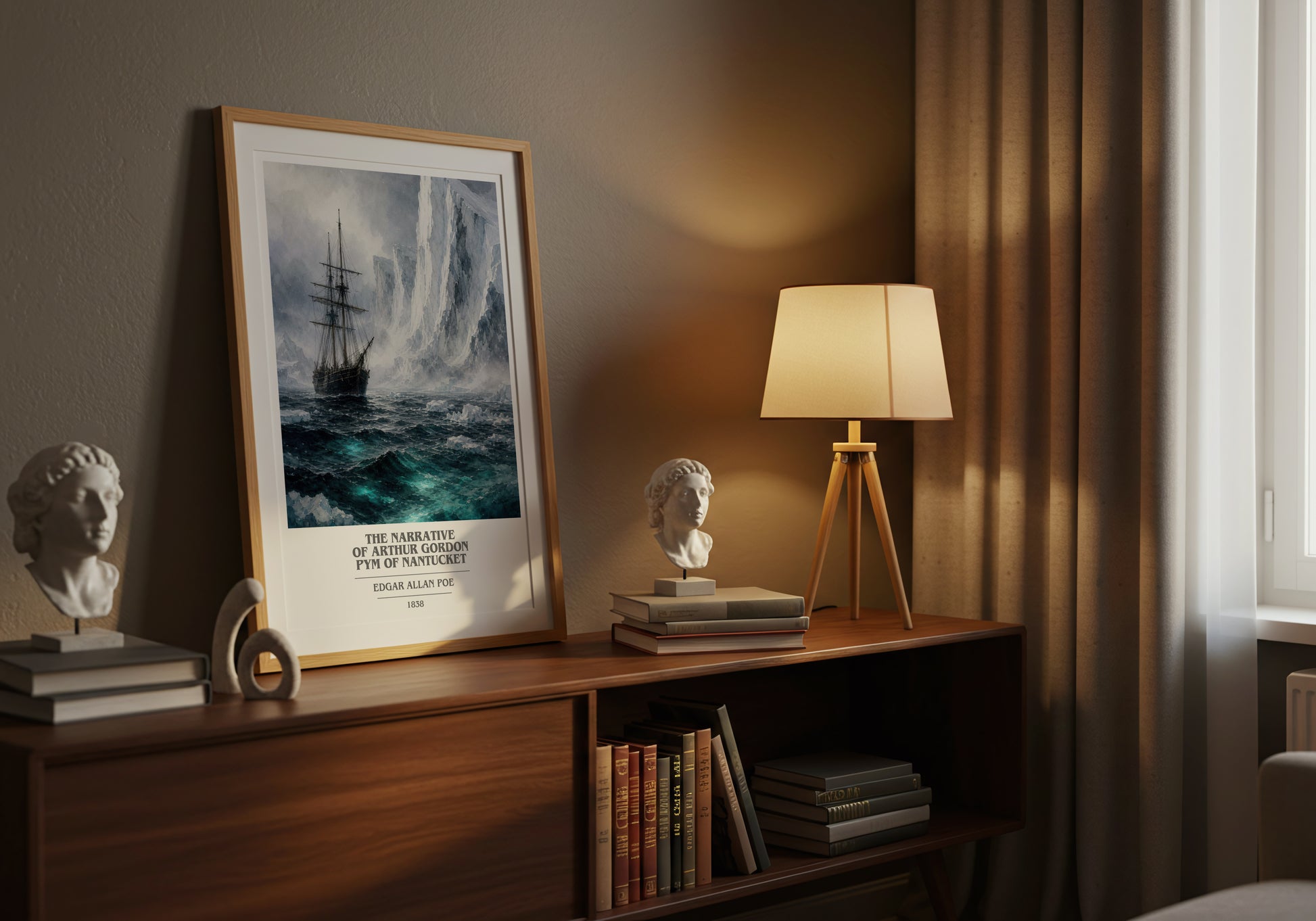 The Narrative Of Arthur Gordon Pym Of Nantucket book cover book poster framed on wall – adventure wall art