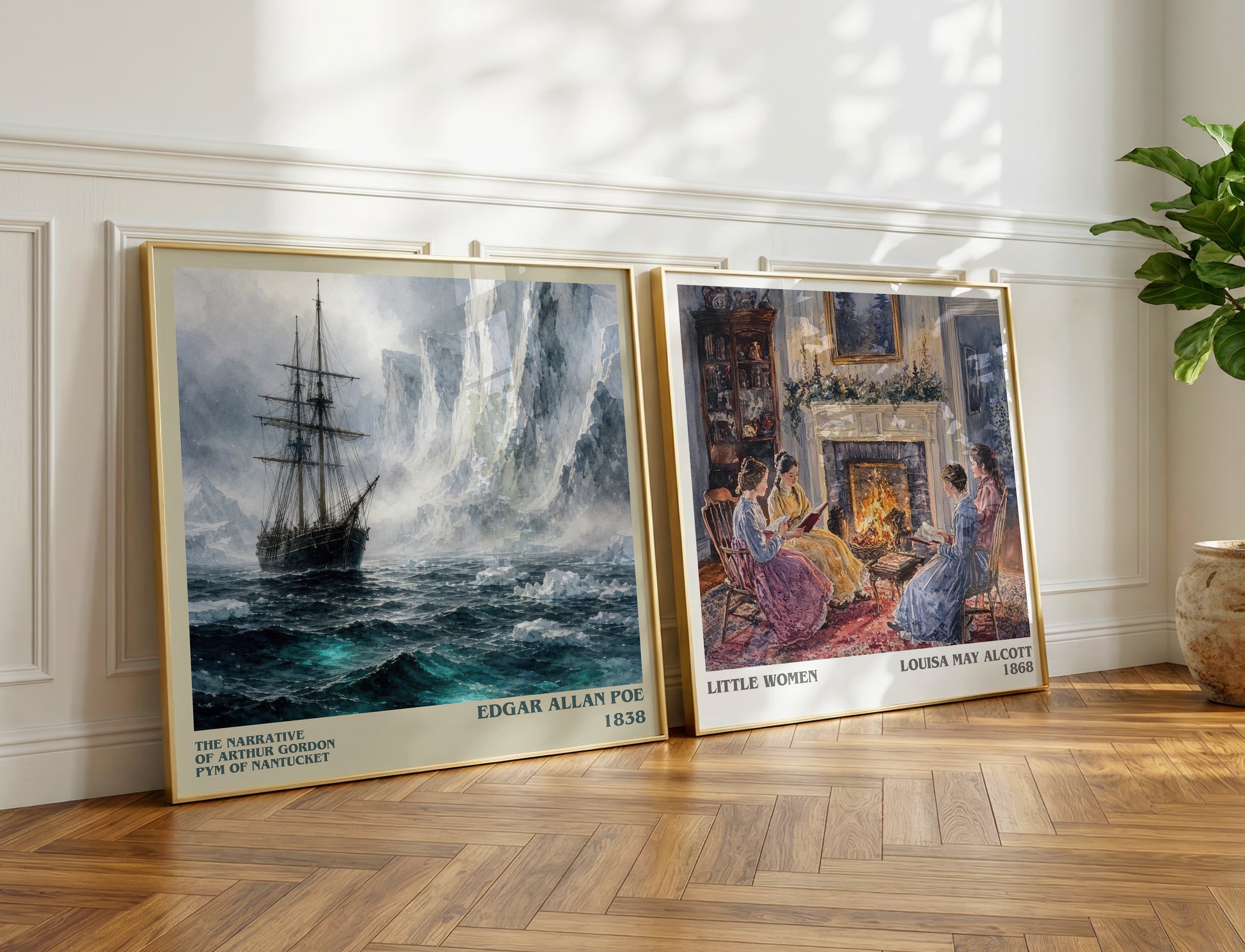 The Narrative Of Arthur Gordon Pym Of Nantucket literary print on bookshelf – Edgar Allan Poe fan gift