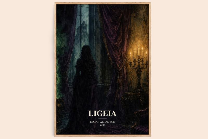 Ligeia watercolour book poster by Edgar Allan Poe – framed literary art print