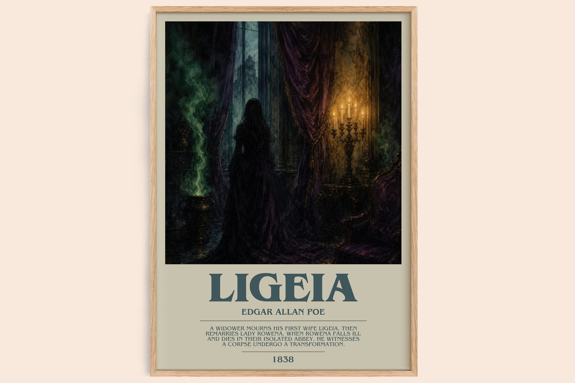 Ligeia bookish book poster by Edgar Allan Poe – framed literary art print
