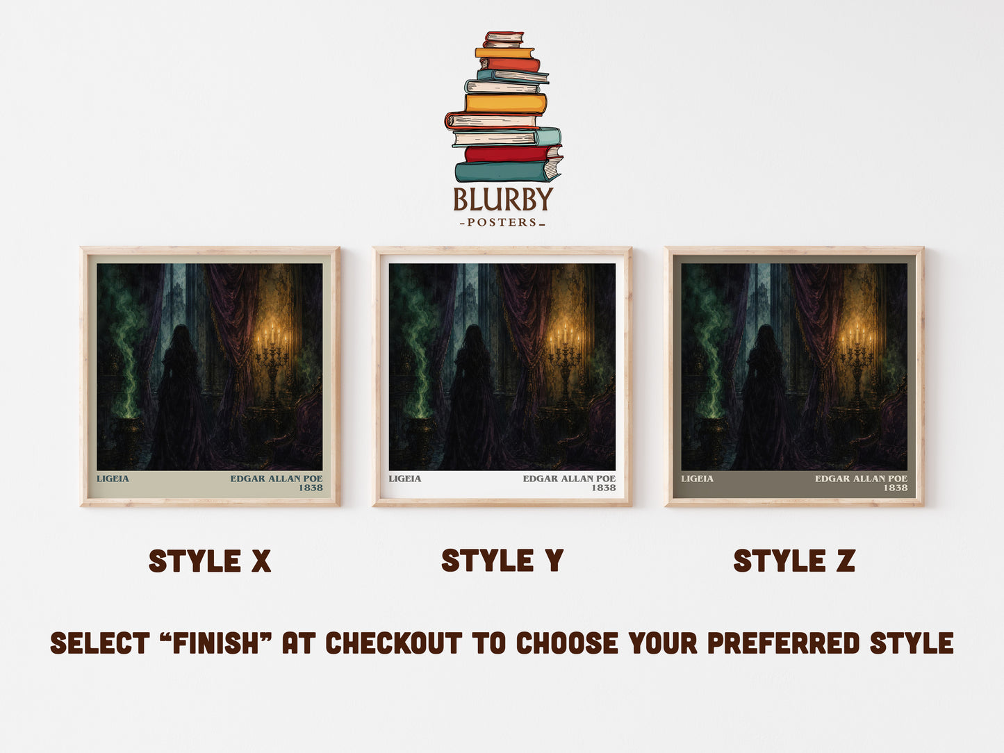 Ligeia literary print in frame leaning in hallway – gothic wall art