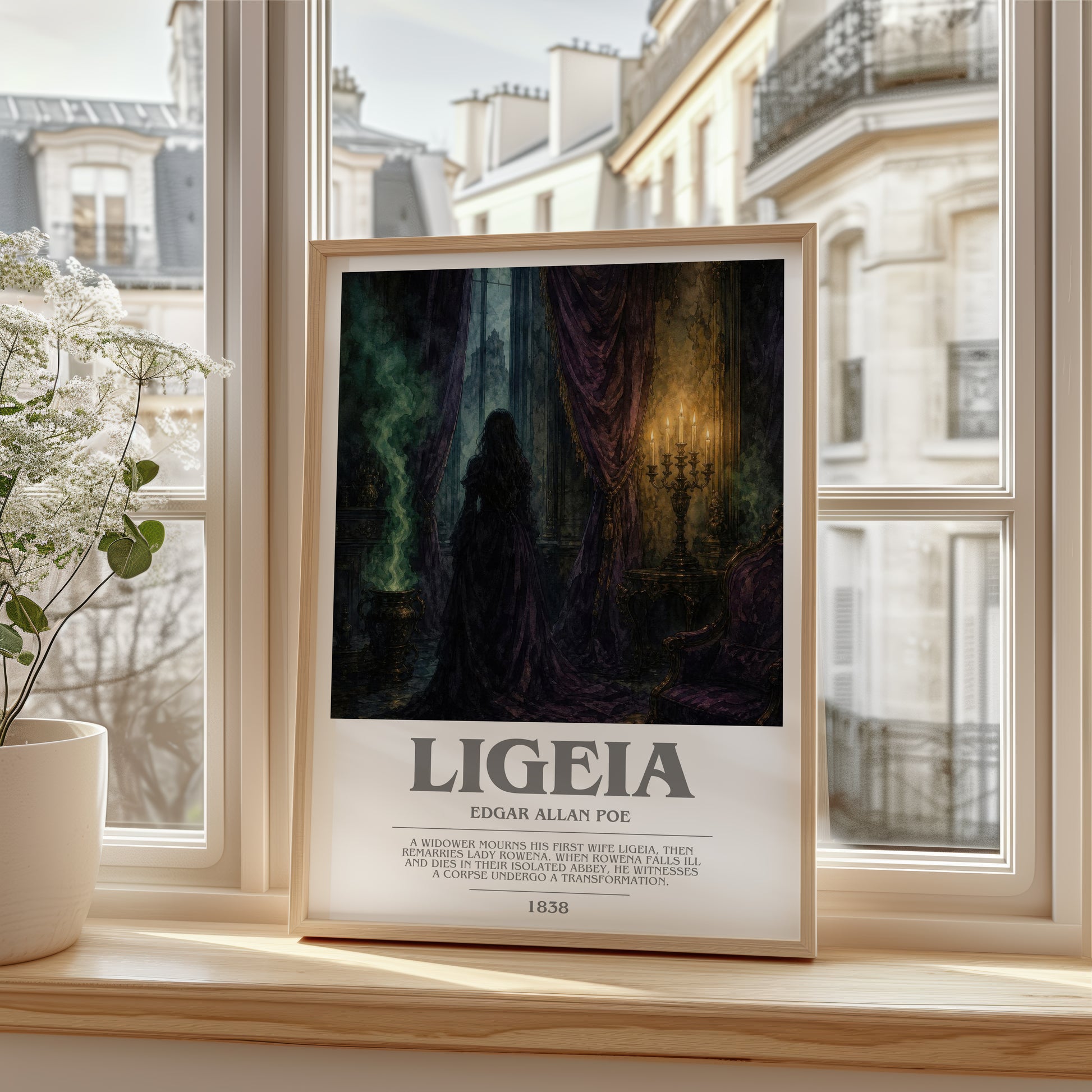 Ligeia bookish poster colour and style options – Edgar Allan Poe book art