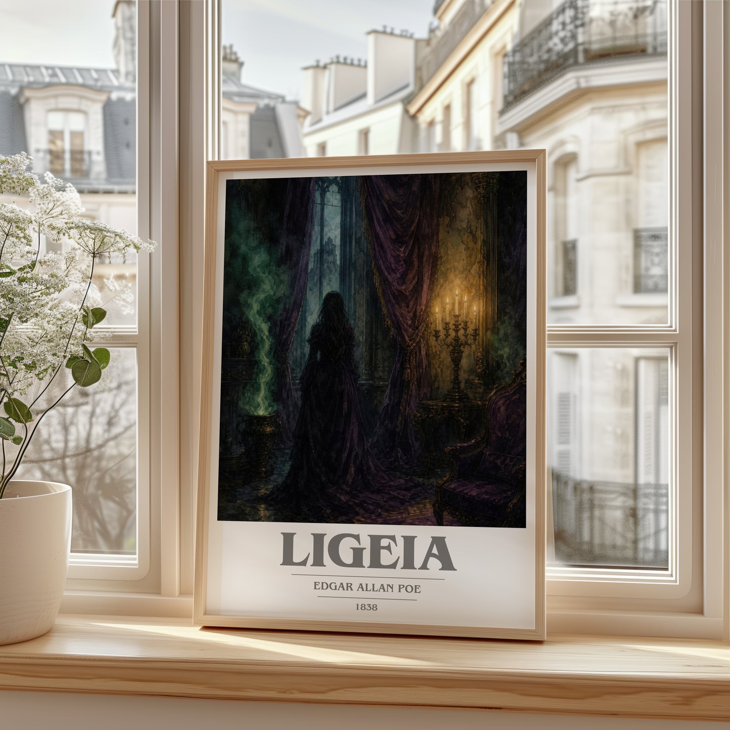Ligeia book cover poster colour and style options – Edgar Allan Poe book art