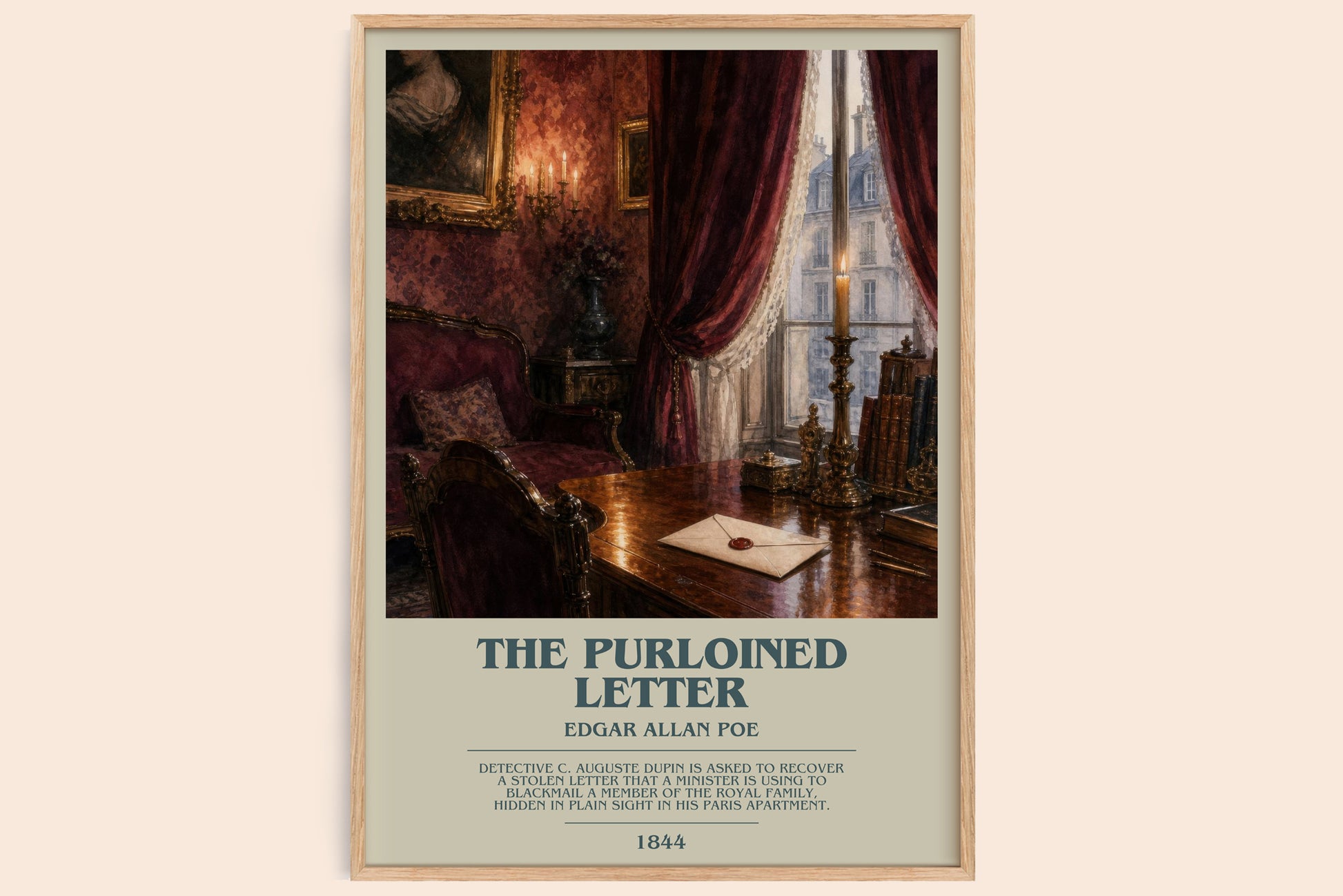 The Purloined Letter bookish book poster by Edgar Allan Poe – framed literary art print