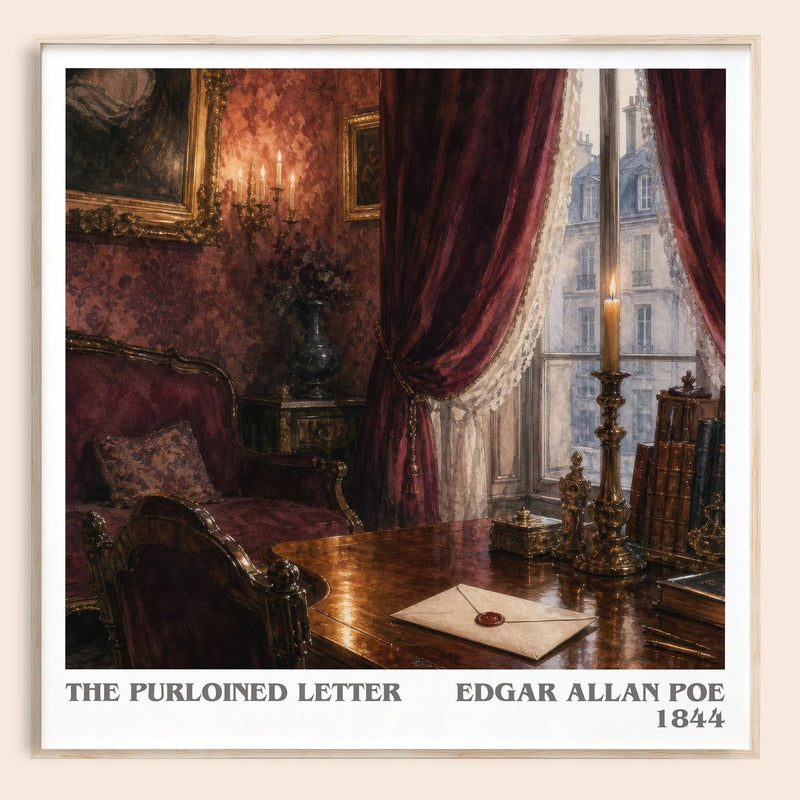 The Purloined Letter literary book poster by Edgar Allan Poe – framed literary art print