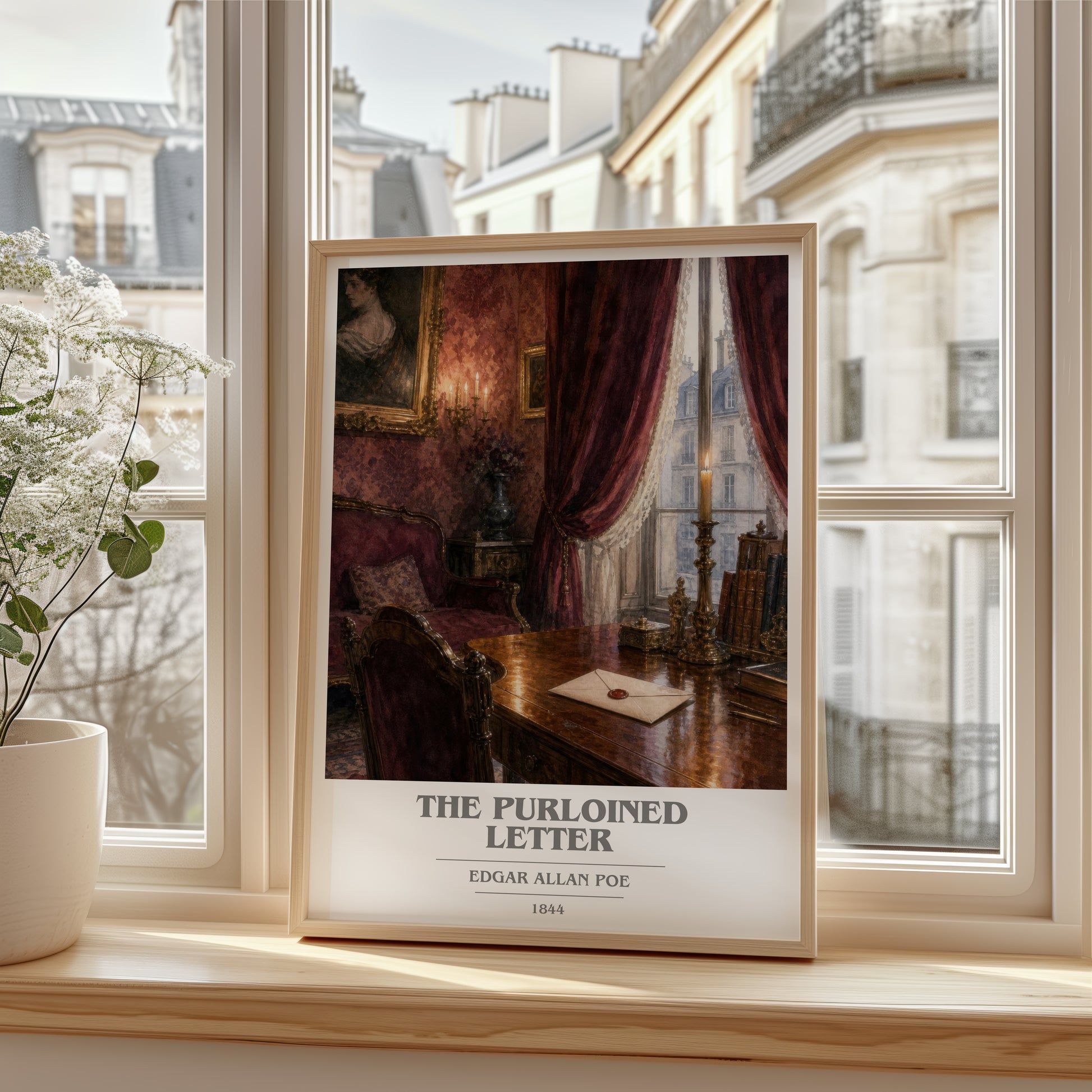 The Purloined Letter book cover poster colour and style options – Edgar Allan Poe book art