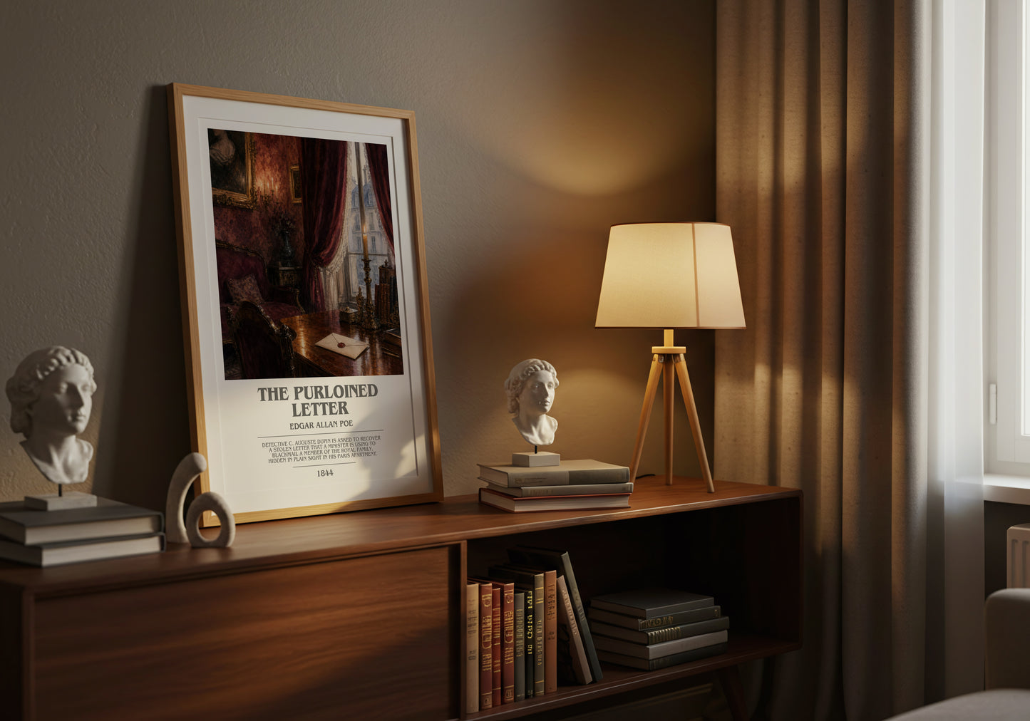 The Purloined Letter bookish book poster framed on wall – mystery wall art
