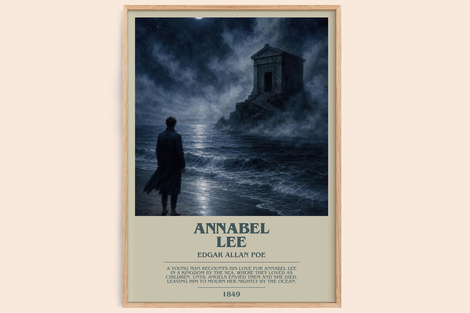 Annabel Lee bookish book poster by Edgar Allan Poe – framed literary art print
