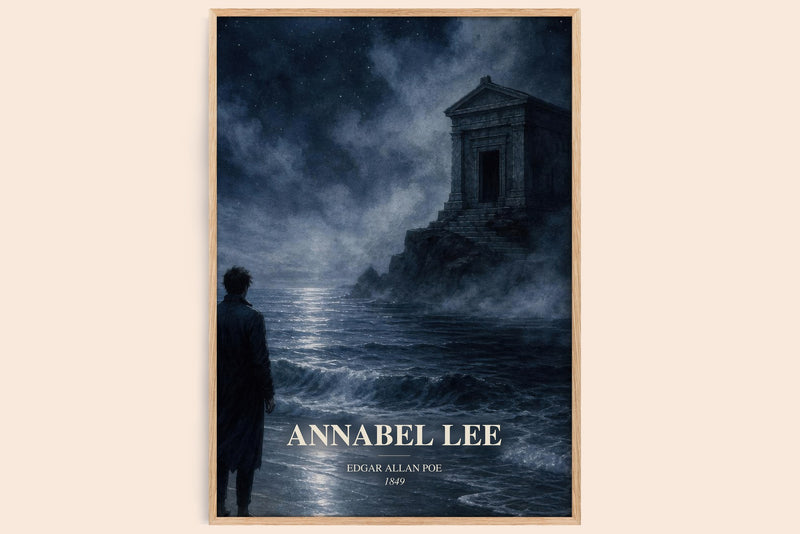 Annabel Lee watercolour book poster by Edgar Allan Poe – framed literary art print