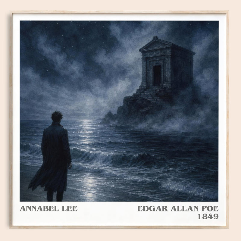 Annabel Lee literary book poster by Edgar Allan Poe – framed literary art print