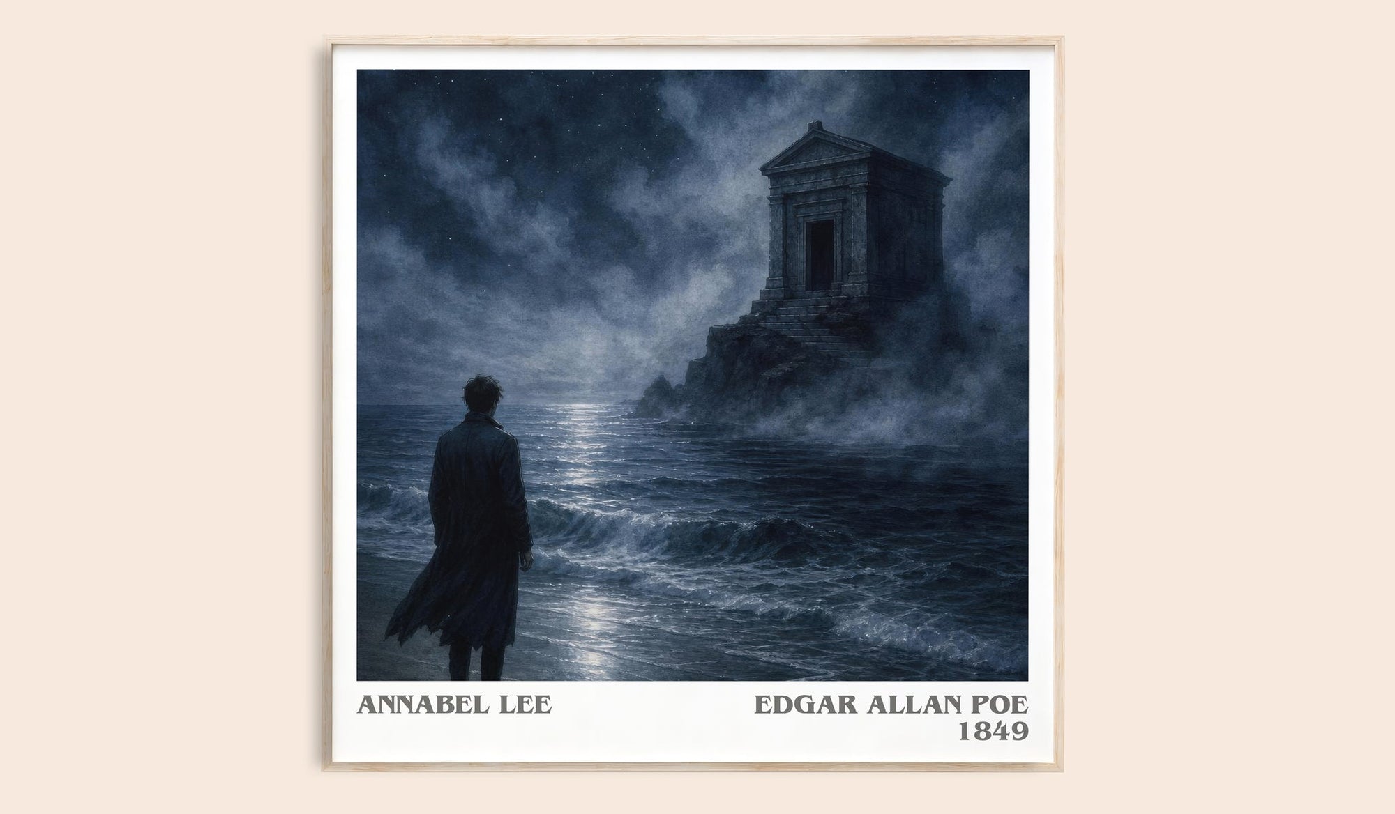 Annabel Lee literary book poster by Edgar Allan Poe – framed literary art print
