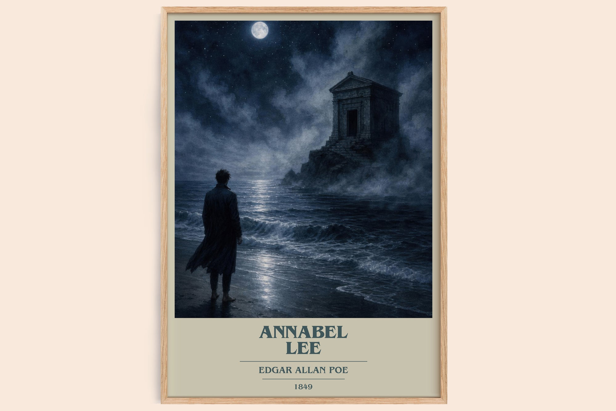 Annabel Lee book cover book poster by Edgar Allan Poe – framed literary art print