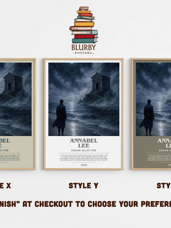 Annabel Lee bookish print in frame leaning in hallway – poetry wall art