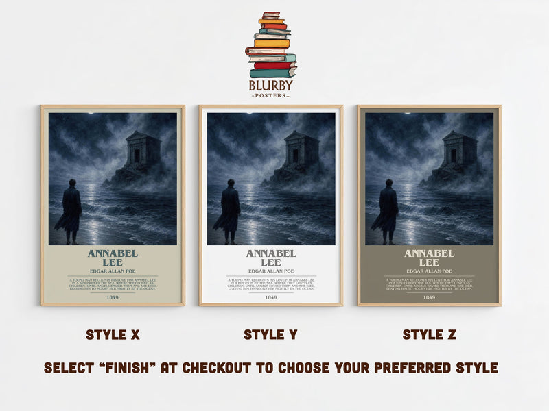 Annabel Lee bookish print in frame leaning in hallway – poetry wall art