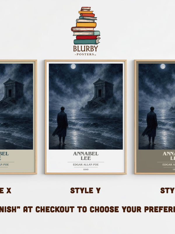 Annabel Lee book cover print in frame leaning in hallway – poetry wall art