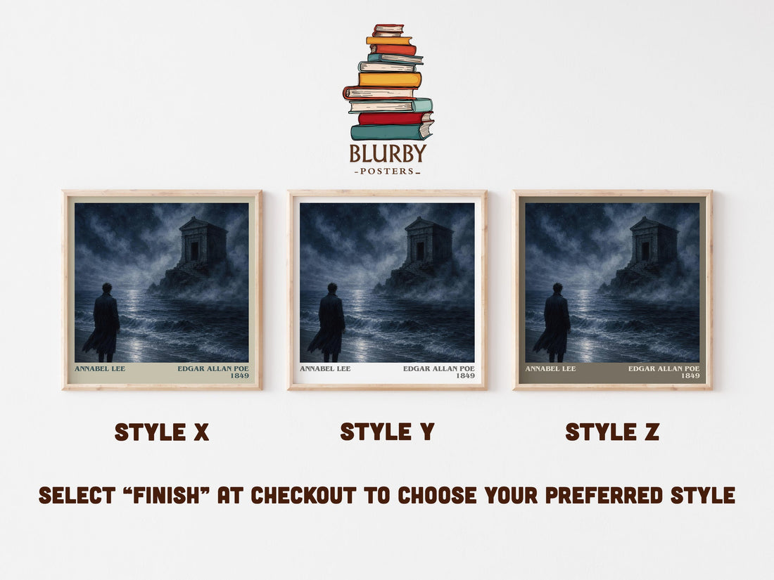 Annabel Lee literary print in frame leaning in hallway – poetry wall art (mockup)